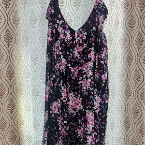 torrid Black Floral Dress with Pink, Purple & Blue Accents